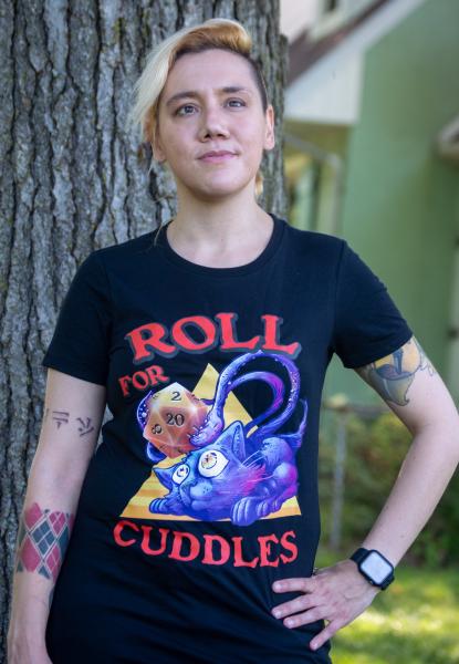 "Roll for Cuddles" Displacer Beast/Feline T-Shirt picture