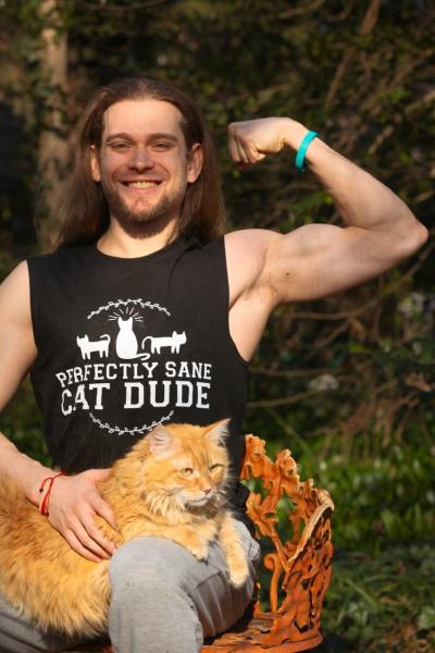 Perfectly Sane Cat Dude Muscle Tank picture