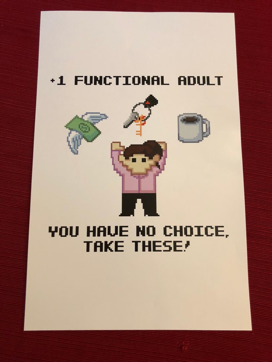 +1 Functional Adult (Female) 11" x 17" Print (White) picture
