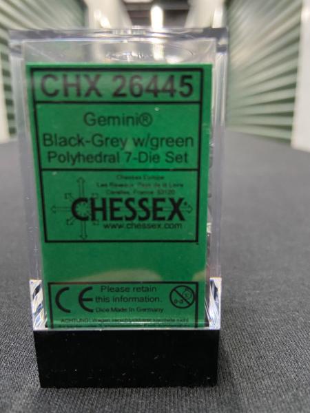 Chessex Gemini Black-Grey/Green Dice Set picture