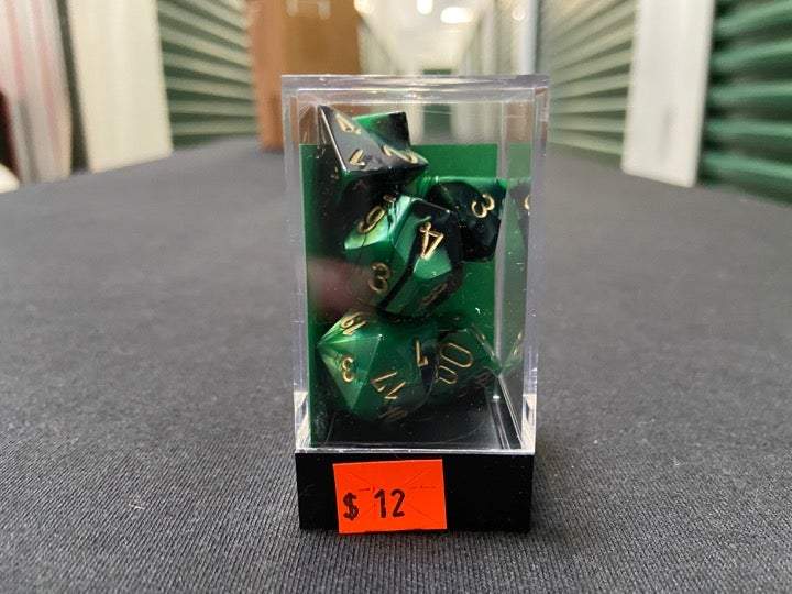 Chessex Gemini Black-Green 7-Die Set picture