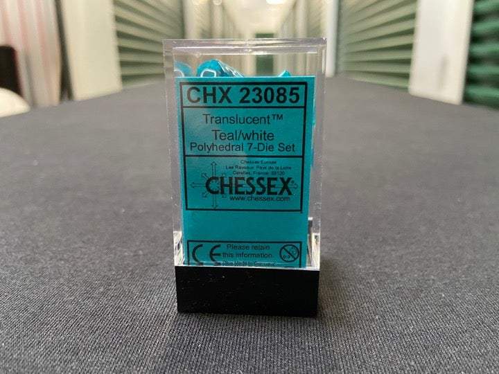 Chessex Translucent Teal/White 7-Die Set picture