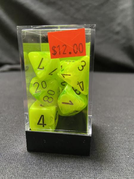 Chessex Vortex Bright Green/Black 7-Die Set picture