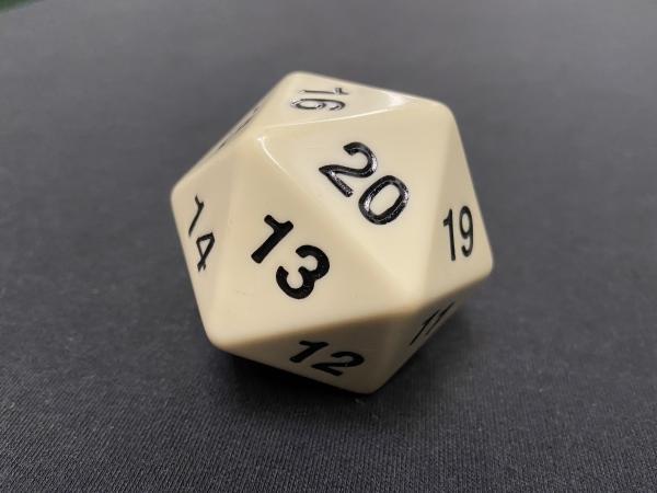 Large Solid D20 Dice (White)