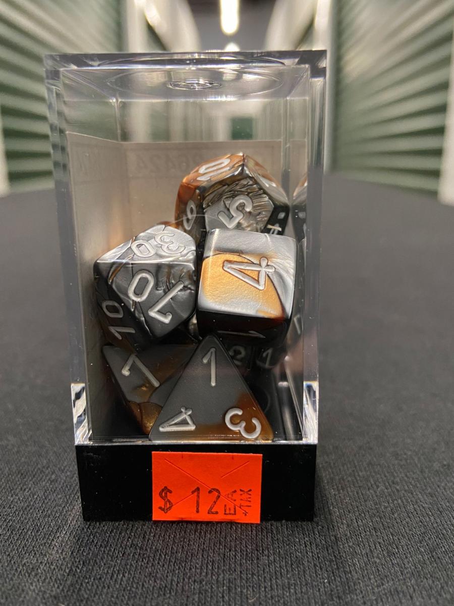 Chessex Gemini Copper-Steel/White Dice picture