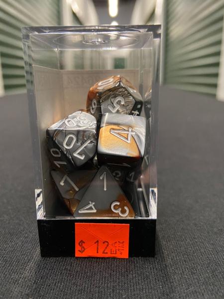 Chessex Gemini Copper-Steel/White Dice picture