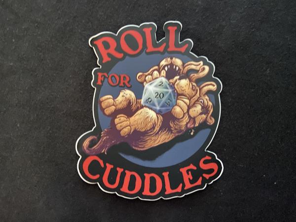 "Roll for Cuddles" Cerberus 4" Vinyl Decal picture