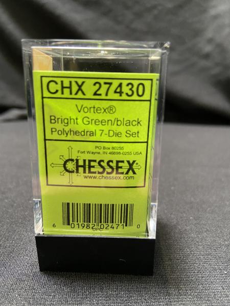 Chessex Vortex Bright Green/Black 7-Die Set picture