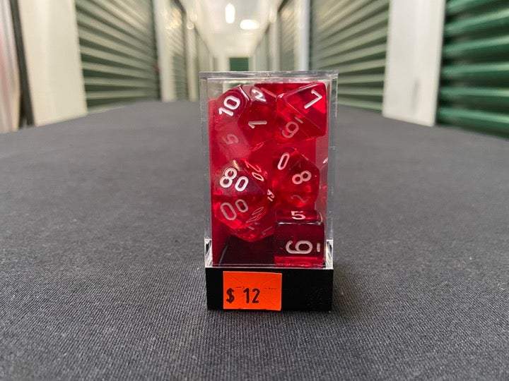 Chessex Translucent Red/White 7-Die Set picture