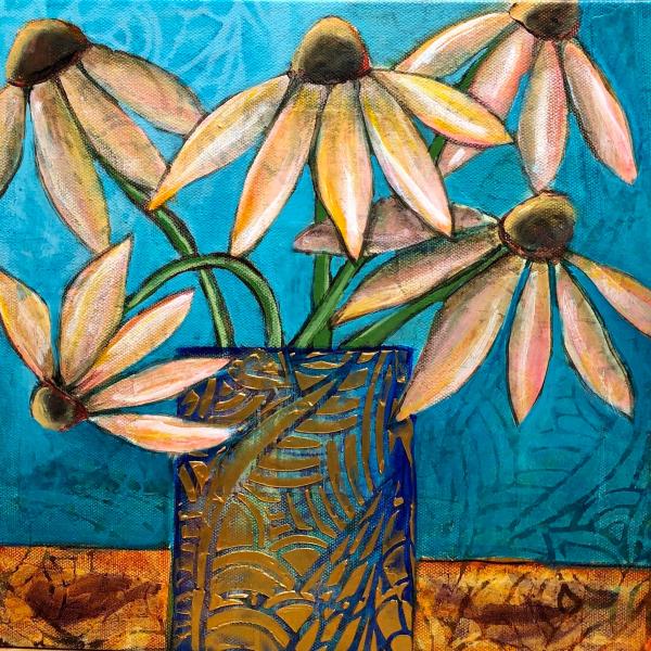 Five Daisies In A Vase