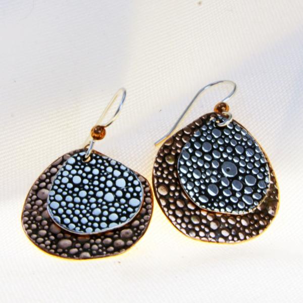 Bubble Earrings, silver over copper picture