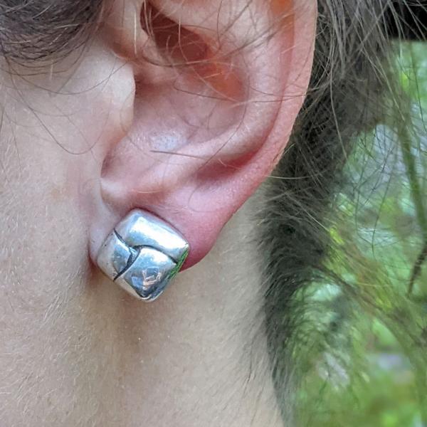 Silver Button Post Earrings picture