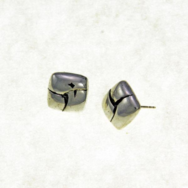 Silver Button Post Earrings