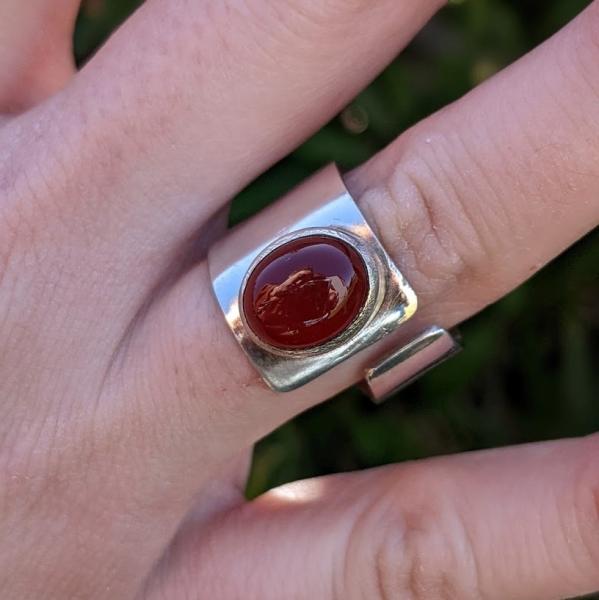Adjustable Cornelian and Silver Ring picture