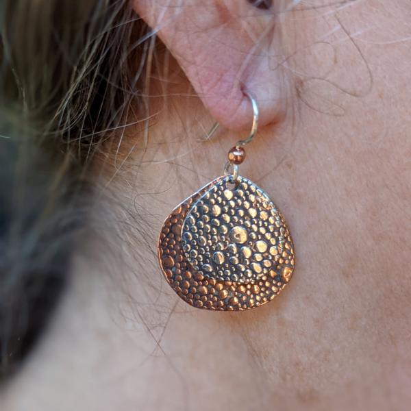 Bubble Earrings, silver over copper picture