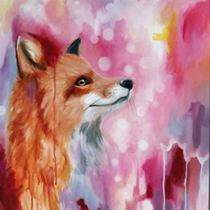 Fox art print 8x8 matted