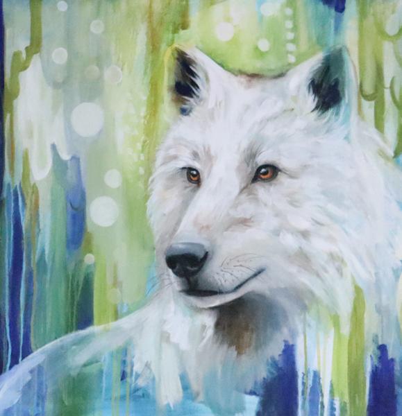 Grey Wolf art print 8x8 matted