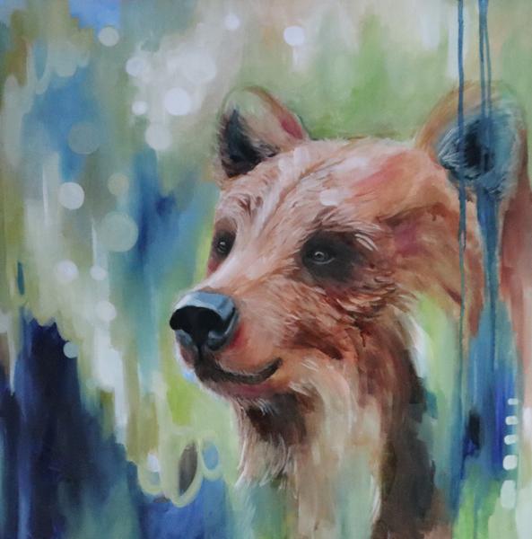 Grizzly Bear art print 8x8 matted