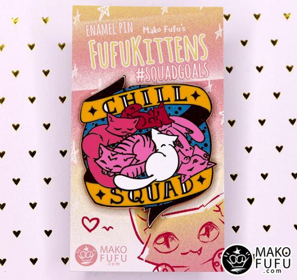 PIN 2" Fufukittens Chill Squad- Hard Enamel Rose Gold picture