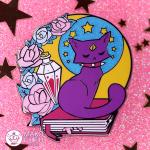 PIN 2" Fufukittens WitchCat Spellbook - Hard Enamel Black Nickel