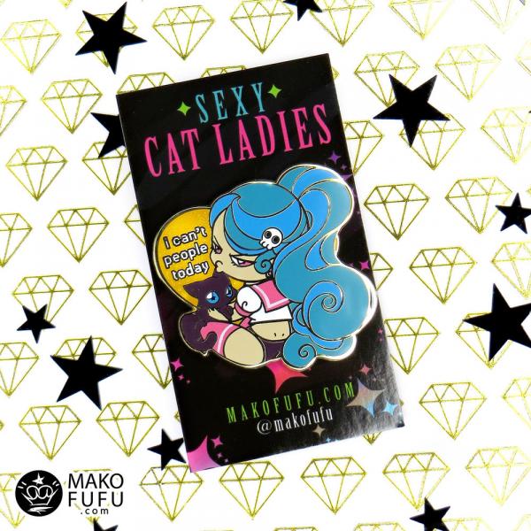PIN 2" Introvert Sexy Cat Lady - Hard Enamel picture