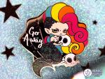 PIN 2" Mermaid Go Away- Hard Enamel Gold