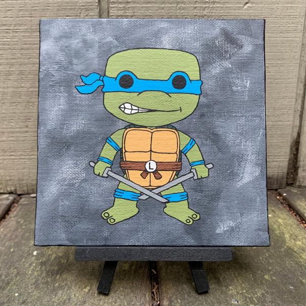 Posed for Action | Ninja Turtles Leonardo Funko Pop!-Inspired Original Painting | Acrylics on Canvas