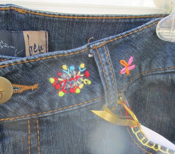 Heart & Butterfly Embroidered Jeans picture
