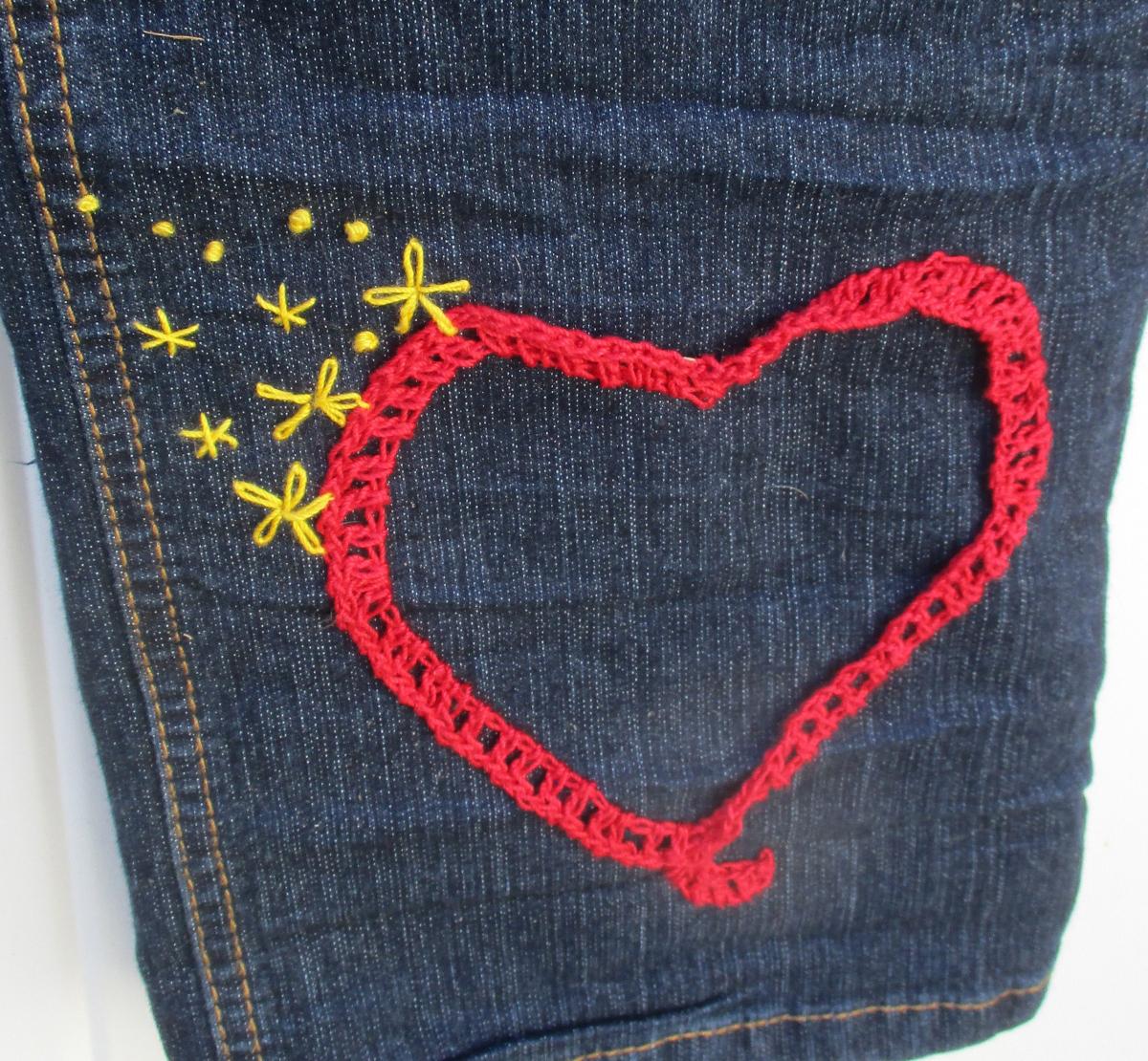 Heart & Butterfly Embroidered Jeans picture