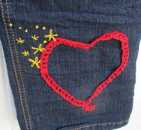 Heart & Butterfly Embroidered Jeans picture