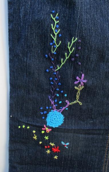 Heart & Butterfly Embroidered Jeans picture