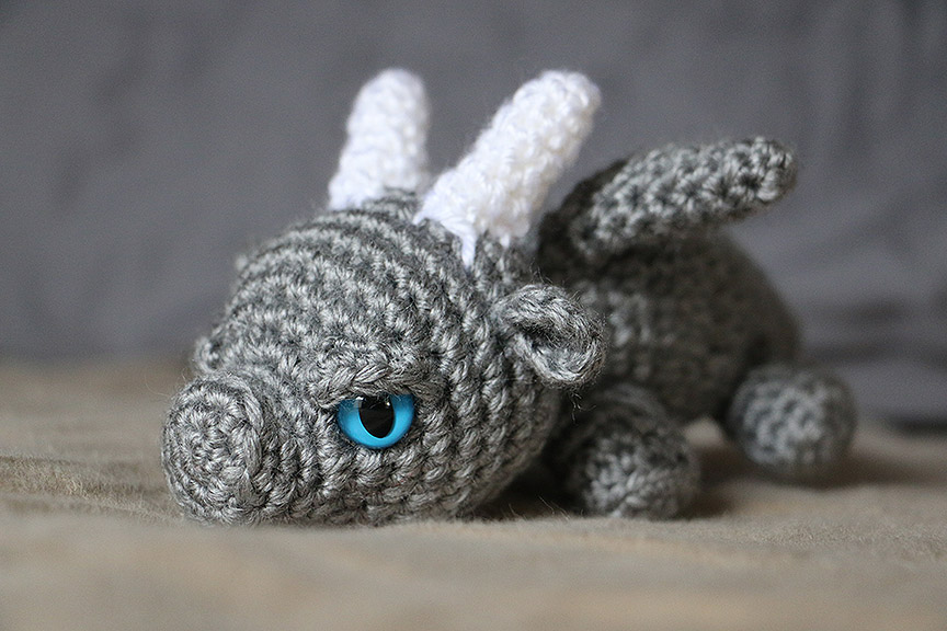 Baby Dragon - Crochet Dragon - Crocheted Dragon Toy - Amigurumi Dragon - Zombie Dragon - Stocking Stuffer - Geek Gift Idea - Undead Dragon picture