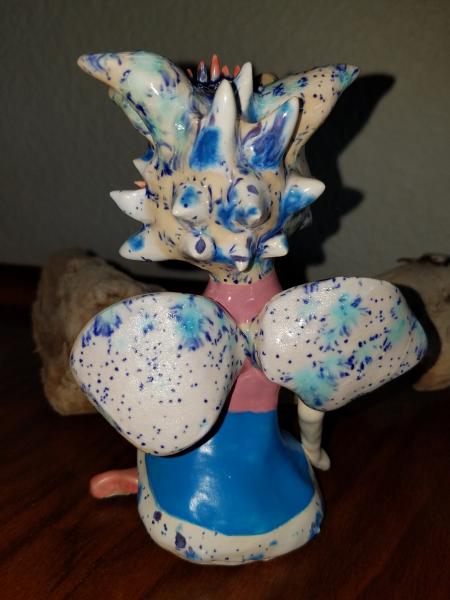 Orchid Sitting Fairy Sculpture - Pastel Pink and Blue - Fantasy Fairy Collection picture