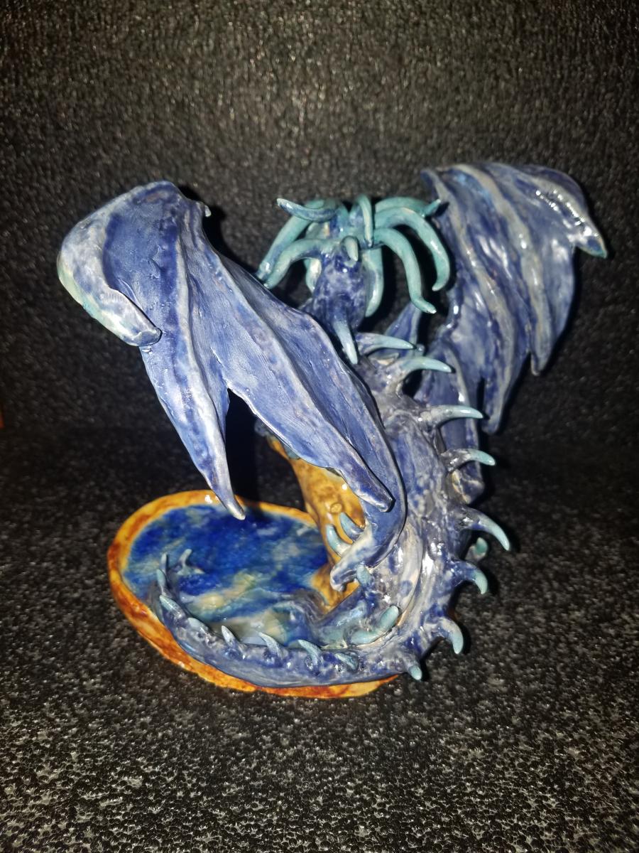 Ceramic Dragon Sculpture - Blue picture
