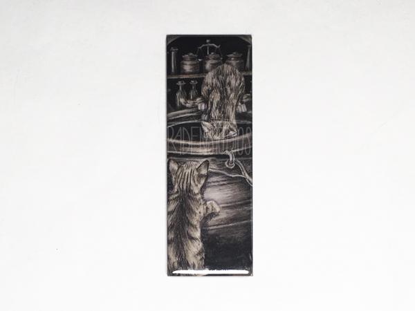 Double, Double, Toil and Trouble | Fantasy Charcoal Drawing | 4x12 Print, Metal Bookmark, Fridge Magnet picture