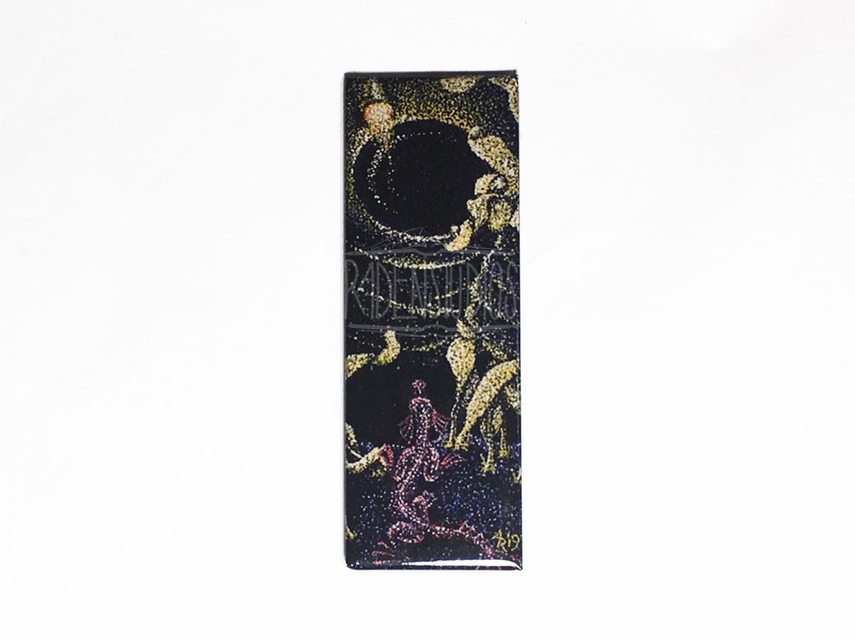 Discovery | Fantasy Pointillism Acrylic Painting | Framed Original on Canvas, 4x12 Print, Rigid Fridge Magnet picture