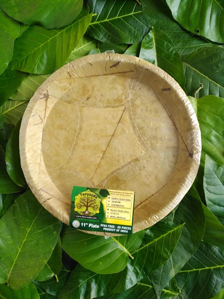 Plant leaves made Cutlery Biodegradable product and sugar cane pulp made compartmental trays picture