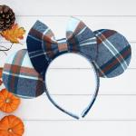 Orange, Blue, & White Plaid Minnie Mouse Ears for Fall | Halloween Minnie Ears