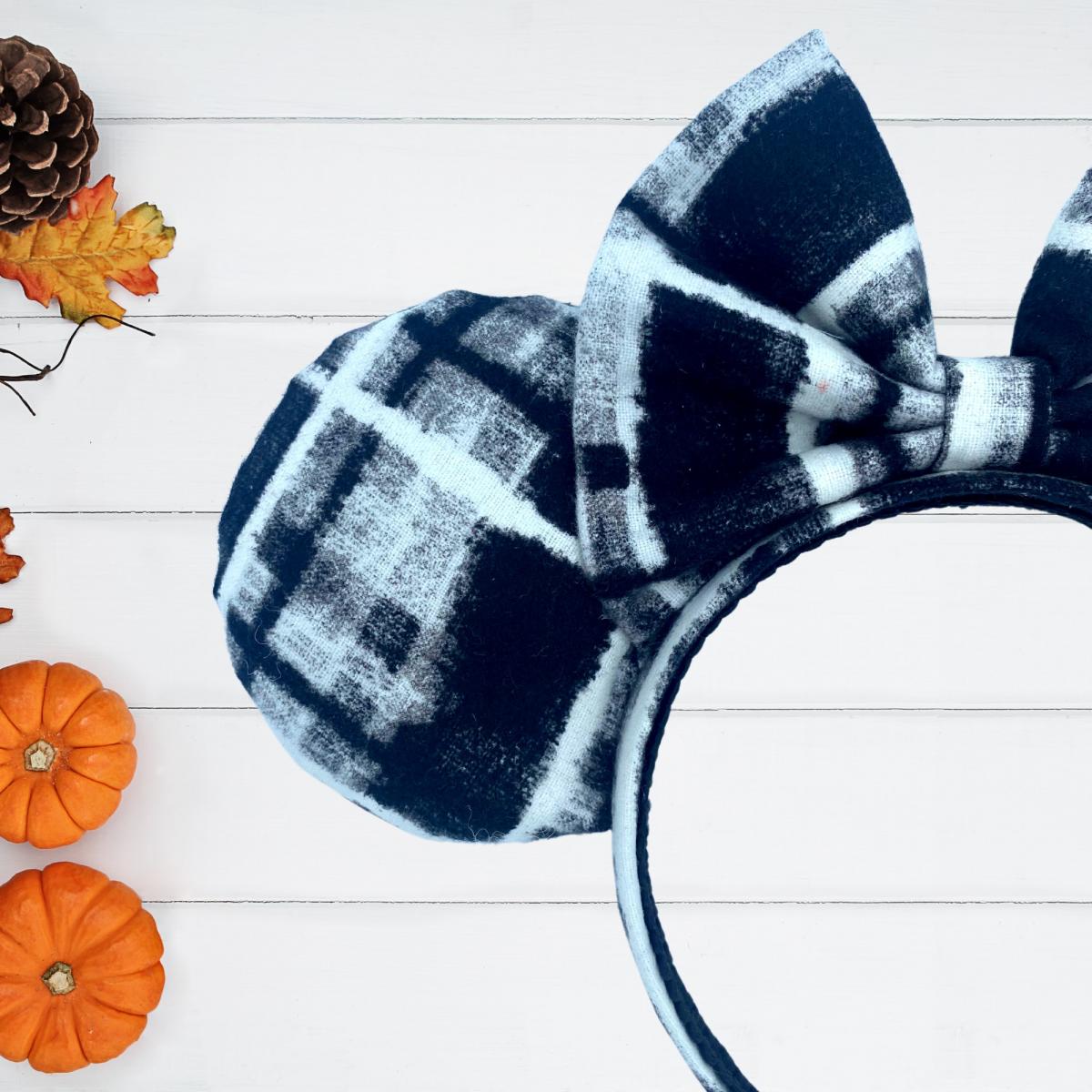 Black and White Plaid Minnie Ears | Halloween Ears picture