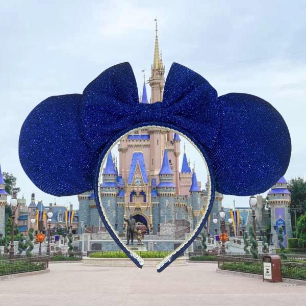Sparkly Blue Minnie Ears | Hades Ears | Stitch Ears | Blue Mickey Ears picture