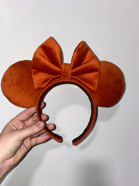 Orange Velvet Minnie Mouse Ears | Orange Disney Ears for Fall