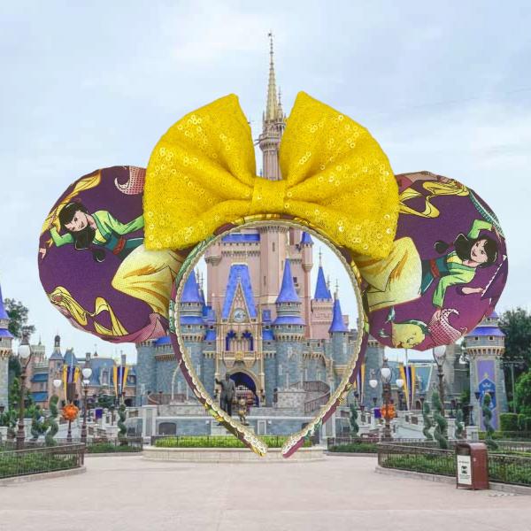 Mulan and Princesses Minnie Mouse Ears | Mulan Disney Ears | Purple and Yellow Ears