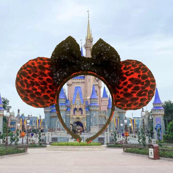 Animal Kingdom Ears | Red and Black Cheetah Ears | Animal Print Minnie Ears picture