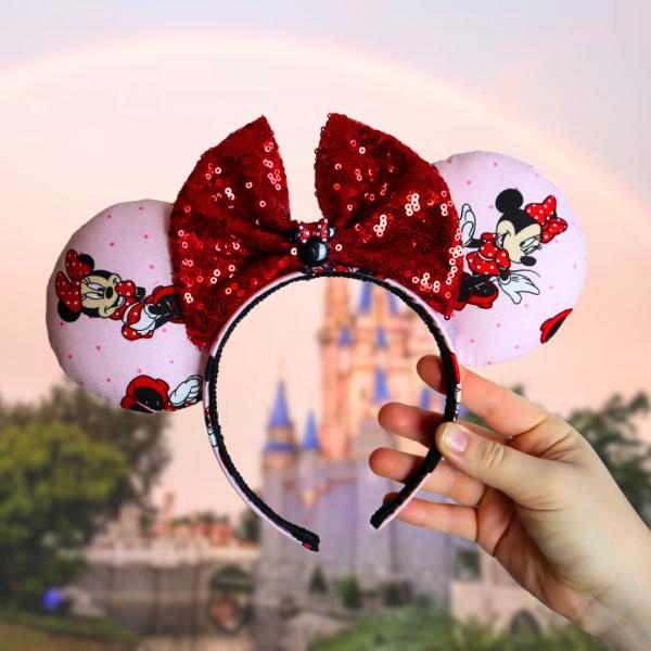 Pink Valentine's Day Minnie Ears | Pink Valentine Disney Ears (ONE PAIR ONLY)