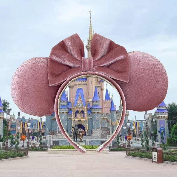 Sparkly, Dusty Pink Velvet Minnie Mouse Ears | Pink Velvet Disney Ears