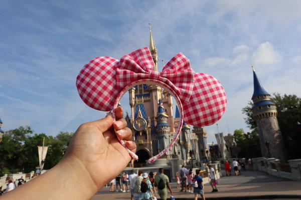 Hot Pink Gingham Minnie Mouse Ears | Gingham Minne Ears