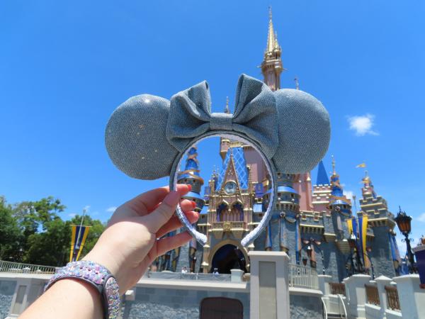 Light Blue Sparkly Minnie Mouse Ears | Cinderella Ears for Disney