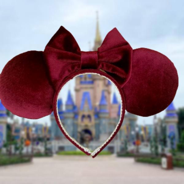 Dark Red Velvet Minnie Mouse Ears | Red Minnie Ears