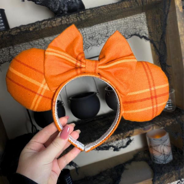 Orange Plaid Minnie Ears | Plaid Halloween Minnie Ears