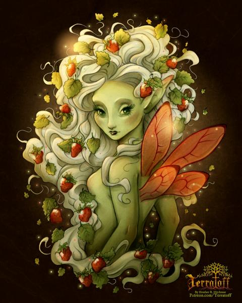 The Unseelie Strawberry Fae 8x10 Open Edition Print picture